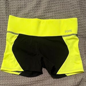 PINK Victoria's Secret Women's Bright Yellow and Black Athletic Shorts